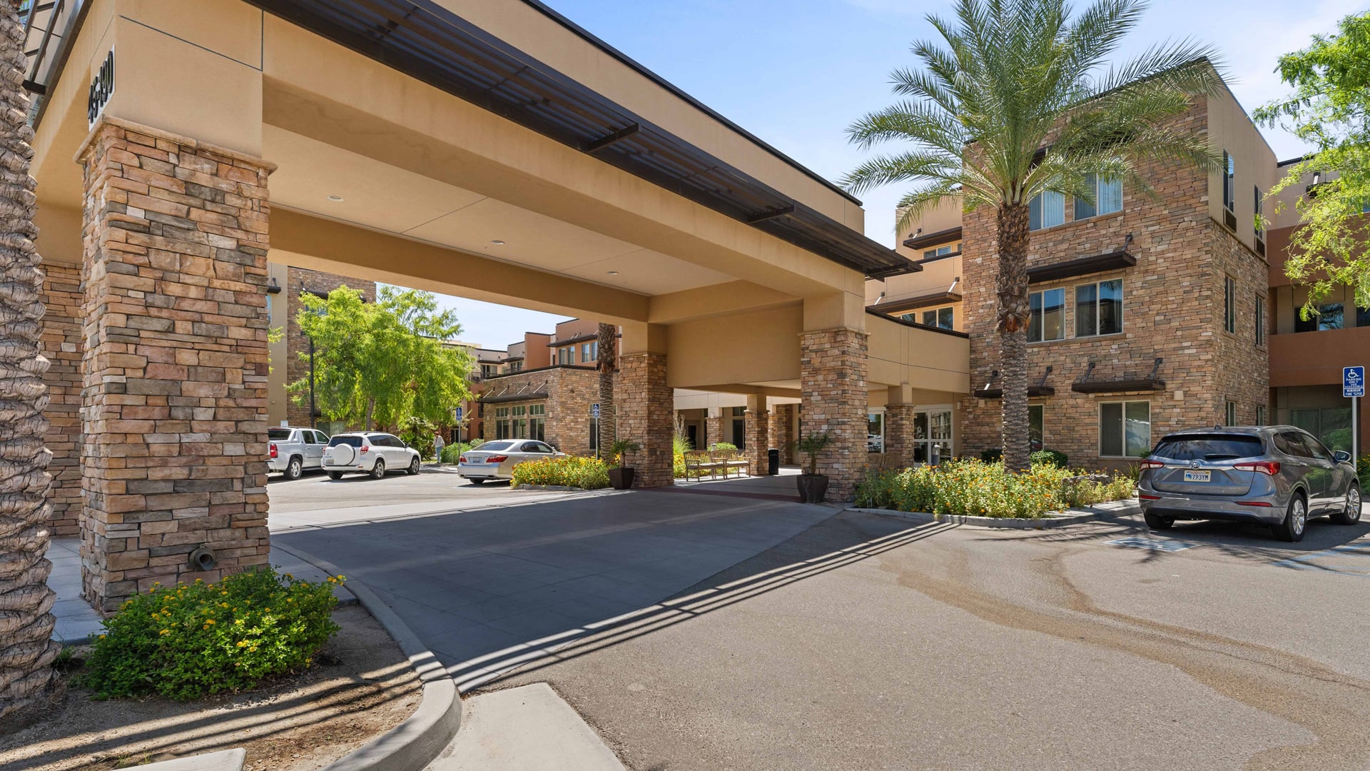 The entrance to The Palms at La Quinta