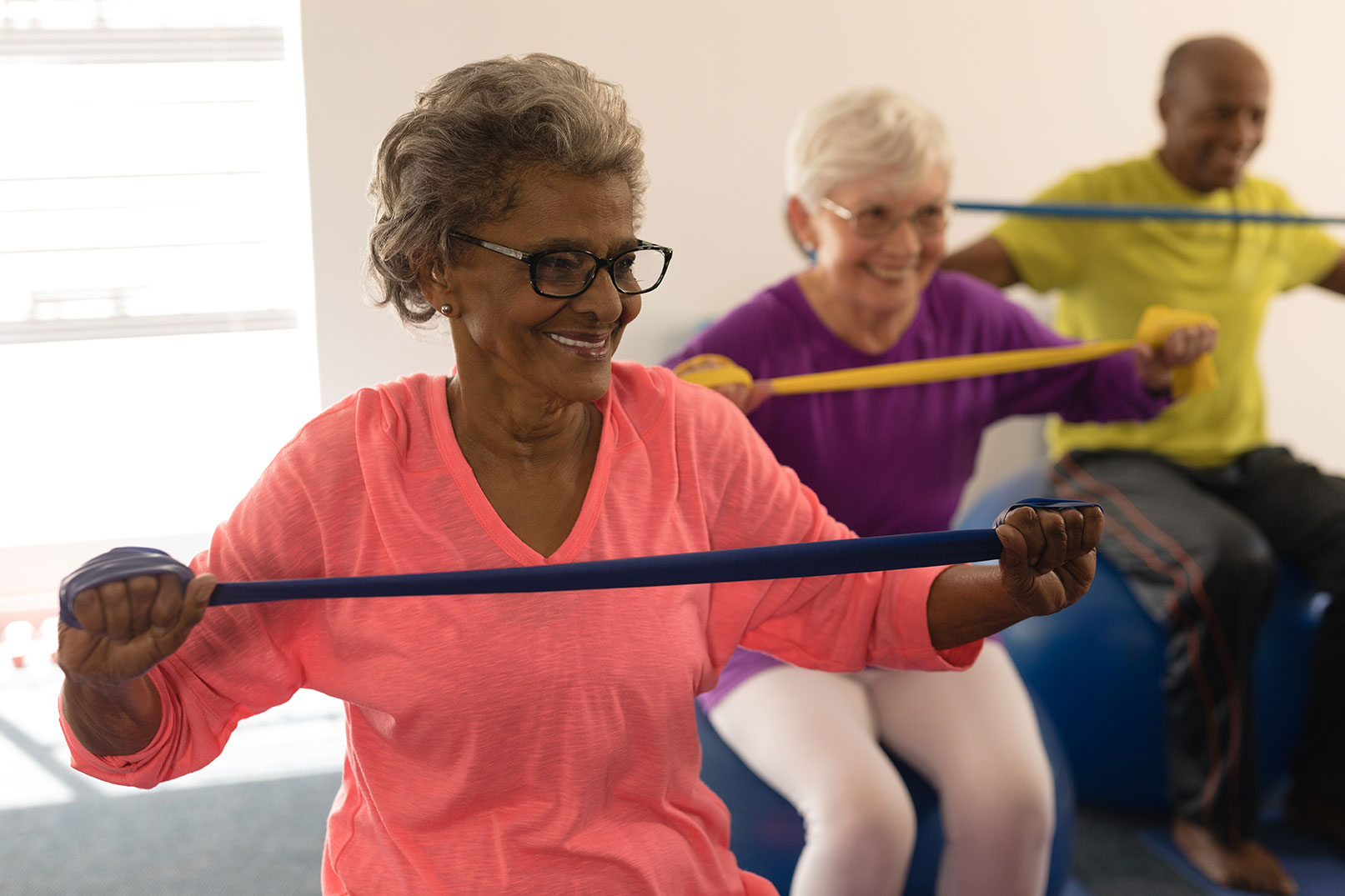 Residents taking part in an exercise class at The Palms at La Quinta